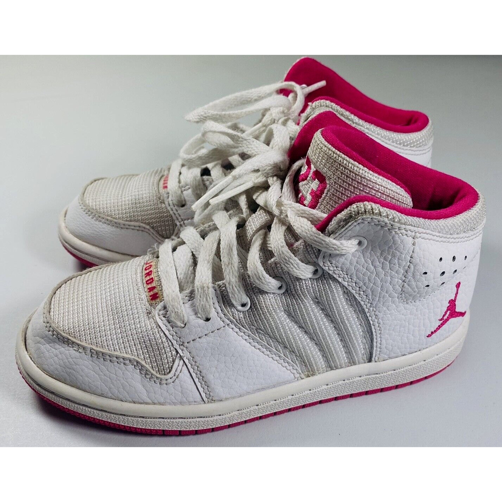 NIKE AIR JORDAN YOUTH GIRLS  PINK & WHITE HIGH TOP SNEAKERS/ SHOES-SIZE 12C